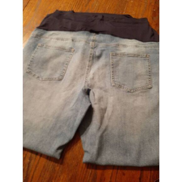XXL Maternity Great Expectations Blue Denim Blue Jeans Over Bump with Pockets - Picture 5 of 8